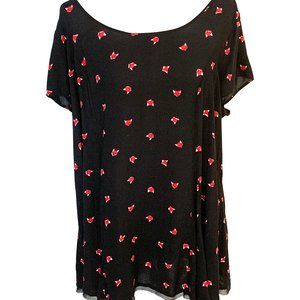 Torrid Black Fox Zipper Blouse Sz 1 (14/16)